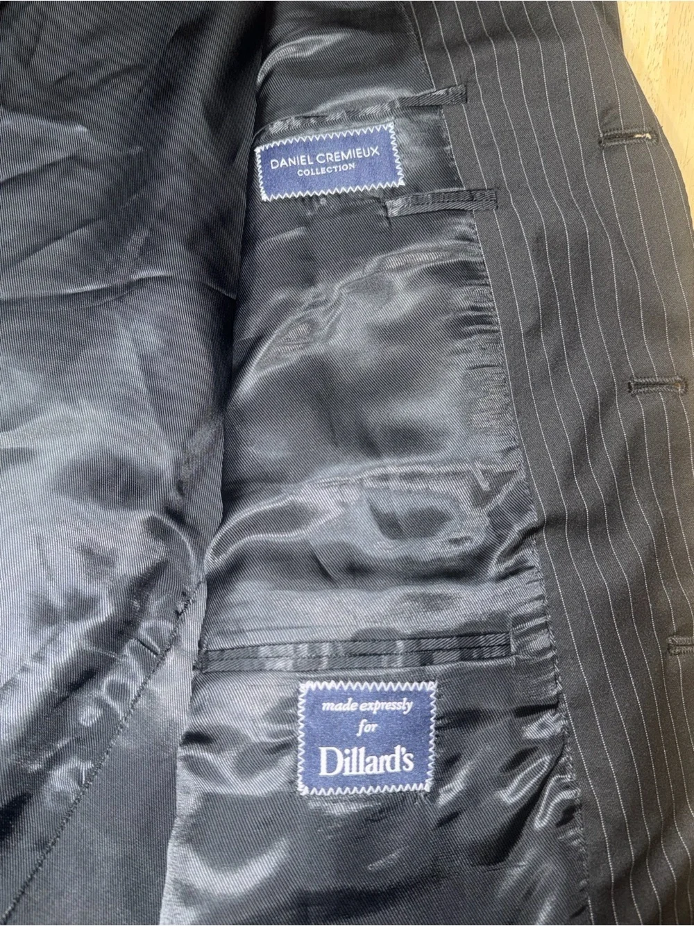 LORO PIANA Super 120 Daniel Cremieux Men 46R Sport Coat Black Stripe Wool Blazer